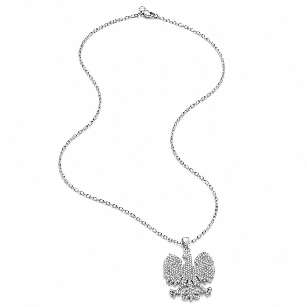 Poland Iced Eagle Necklace - Silver
