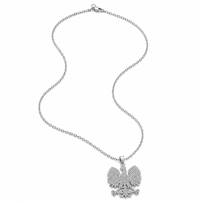 Poland Iced Eagle Necklace - Silver
