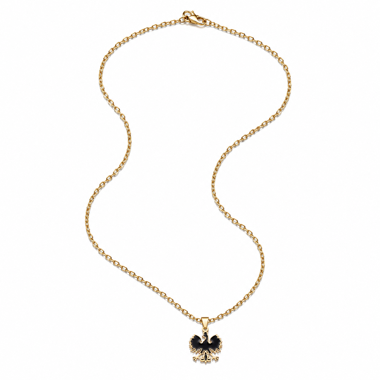 Poland Quartz Eagle Pendant Necklace - Gold/Black