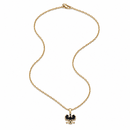 Poland Quartz Eagle Pendant Necklace - Gold/Black