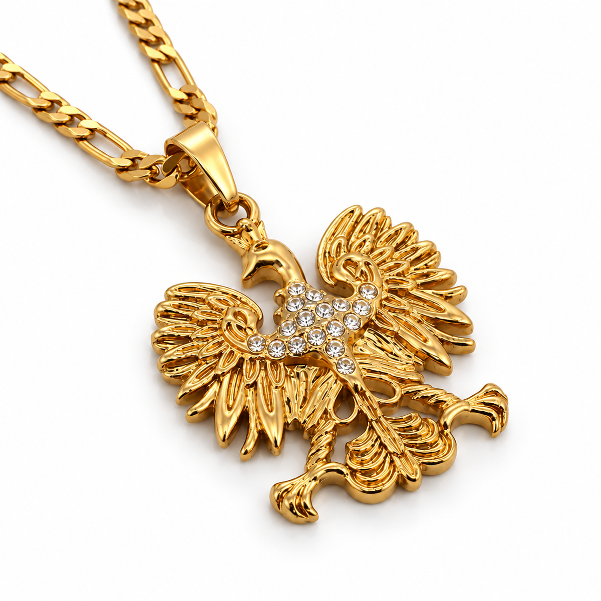 Poland Iced Eagle Pendant Necklace v2.0 - Gold