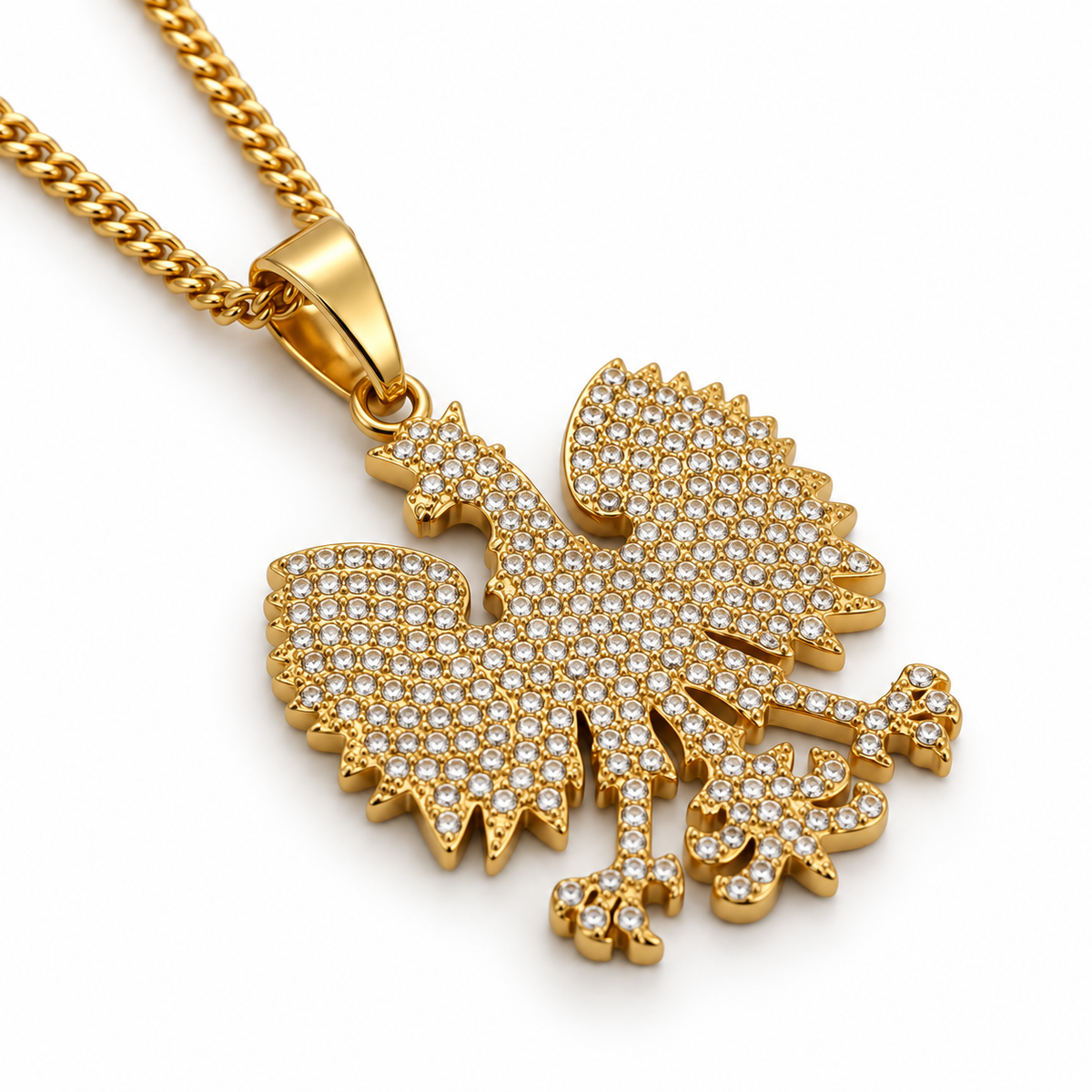 Poland Iced Eagle Necklace - Gold