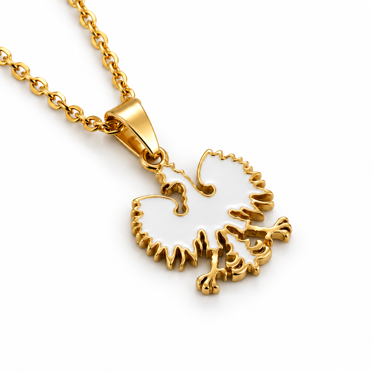 Poland Quartz Eagle Pendant Necklace - Gold/White