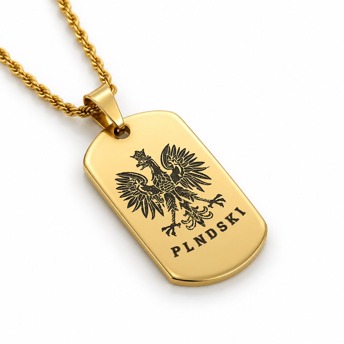 Poland Eagle Engraved Necklace - Gold