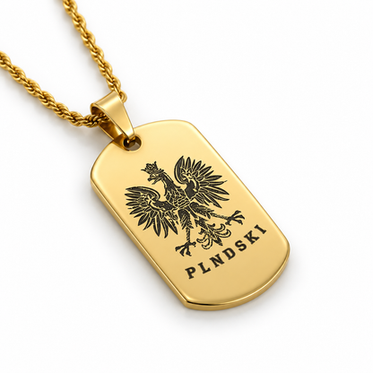 Naszyjnik z grawerowanym orłem PLNDSKI - Złoto