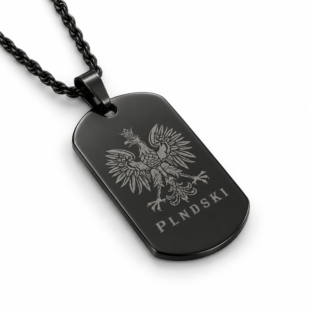 Poland Eagle Engraved Necklace - Black