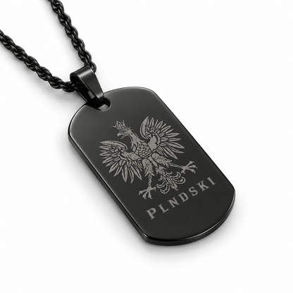 Poland Eagle Engraved Necklace - Black