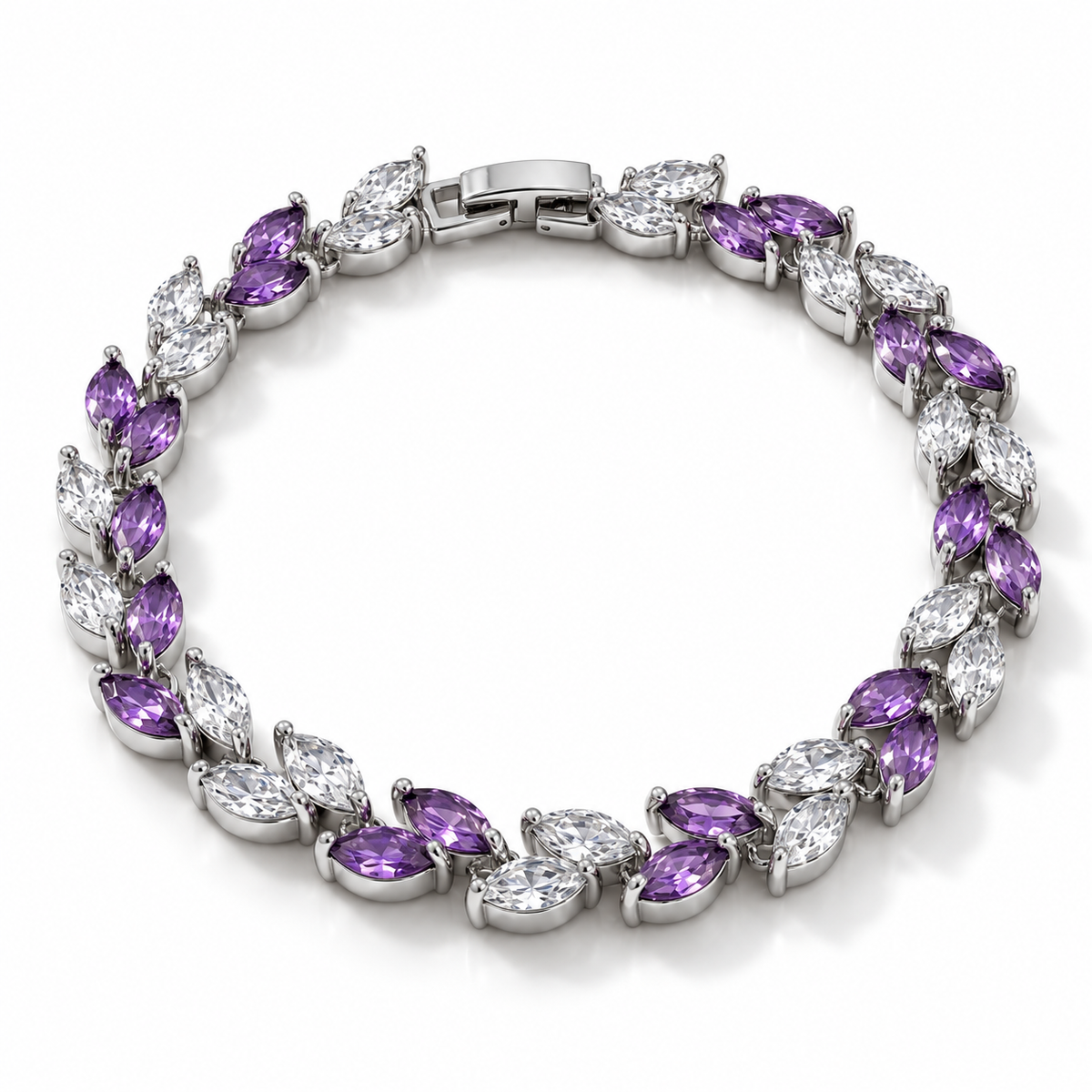 Crystal Leaf - Silver/Purple