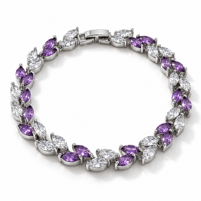 Crystal Leaf - Silver/Purple