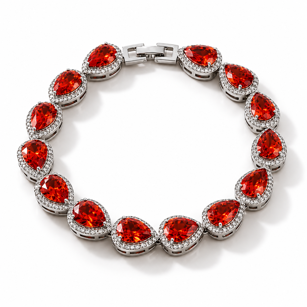 Tear Drop Bracelet - Silver/Red