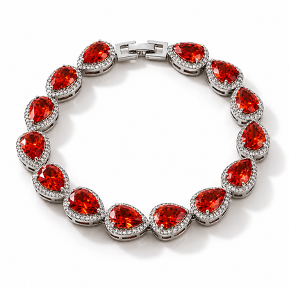 Tear Drop Bracelet - Silver/Red