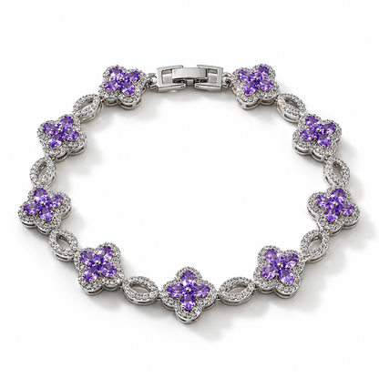 Clover Bracelet - Silver/Purple