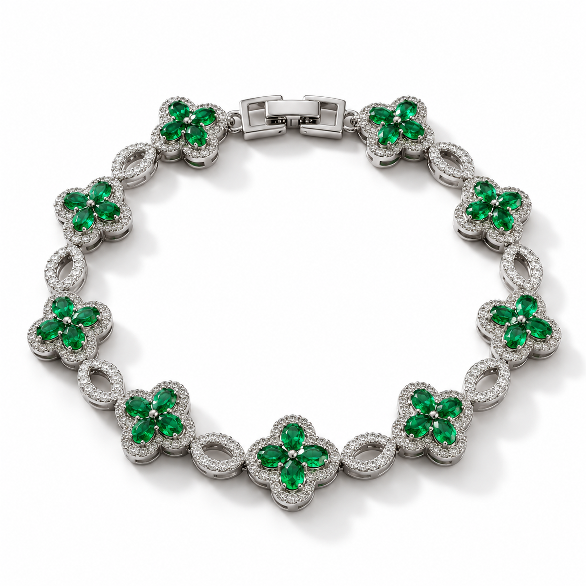 Clover Bracelet - Silver/Green