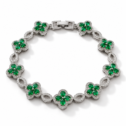 Clover Bracelet - Silver/Green