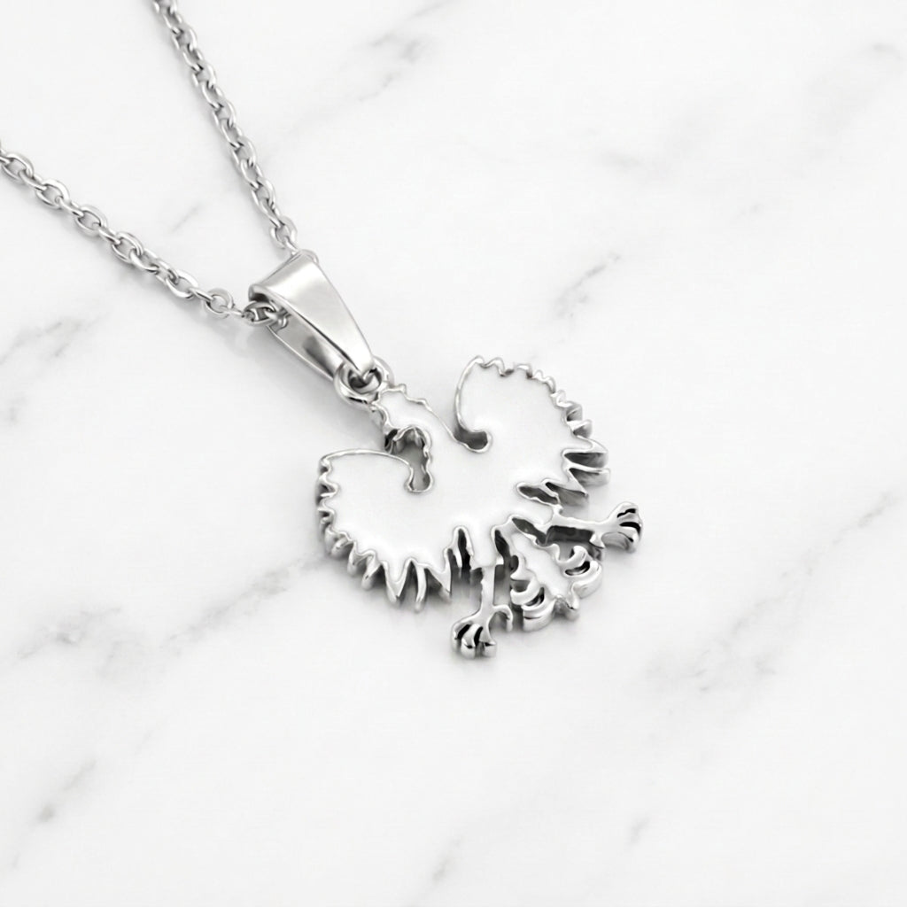 Poland Quartz Eagle Pendant Necklace - Silver/White