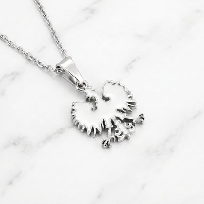 Poland Quartz Eagle Pendant Necklace - Silver/White