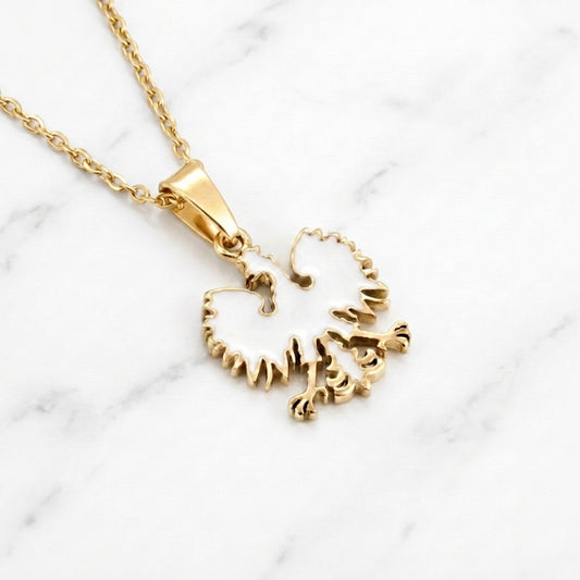 Poland Quartz Eagle Pendant Necklace - Gold/White