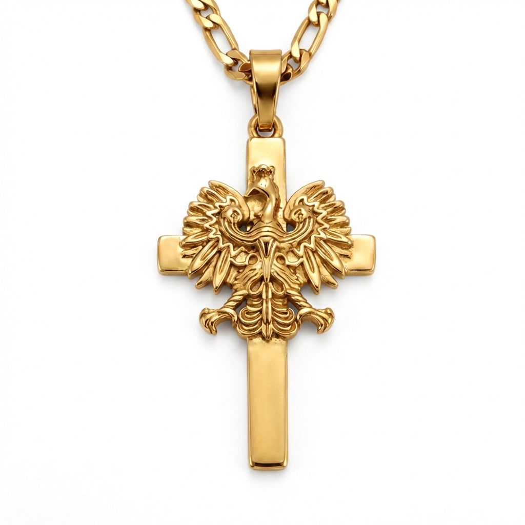 Poland Cross Eagle Necklace - Gold