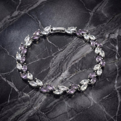 Crystal Leaf - Silver/Purple