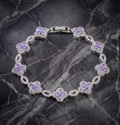 Clover Bracelet - Silver/Purple
