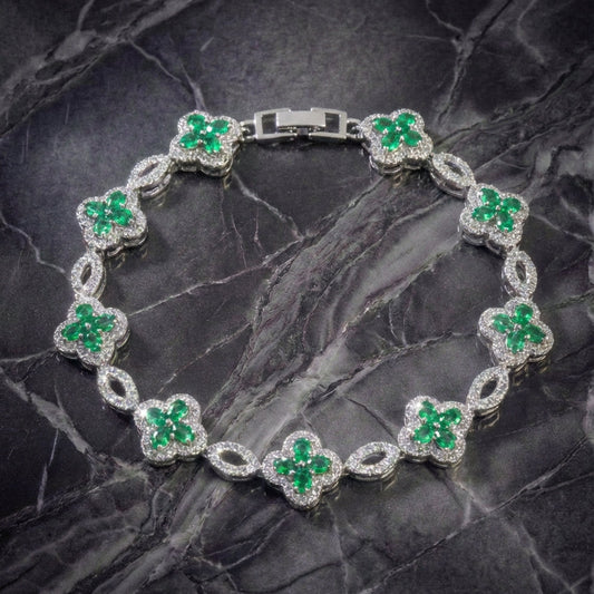 Clover Bracelet - Silver/Green