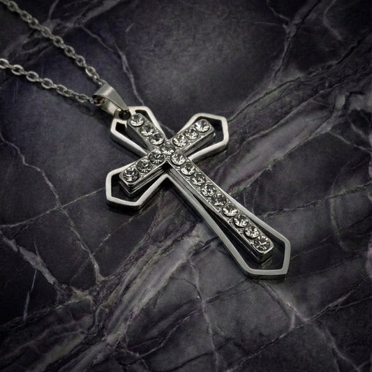 PLNDSKI Cross Gem Necklace - Silver