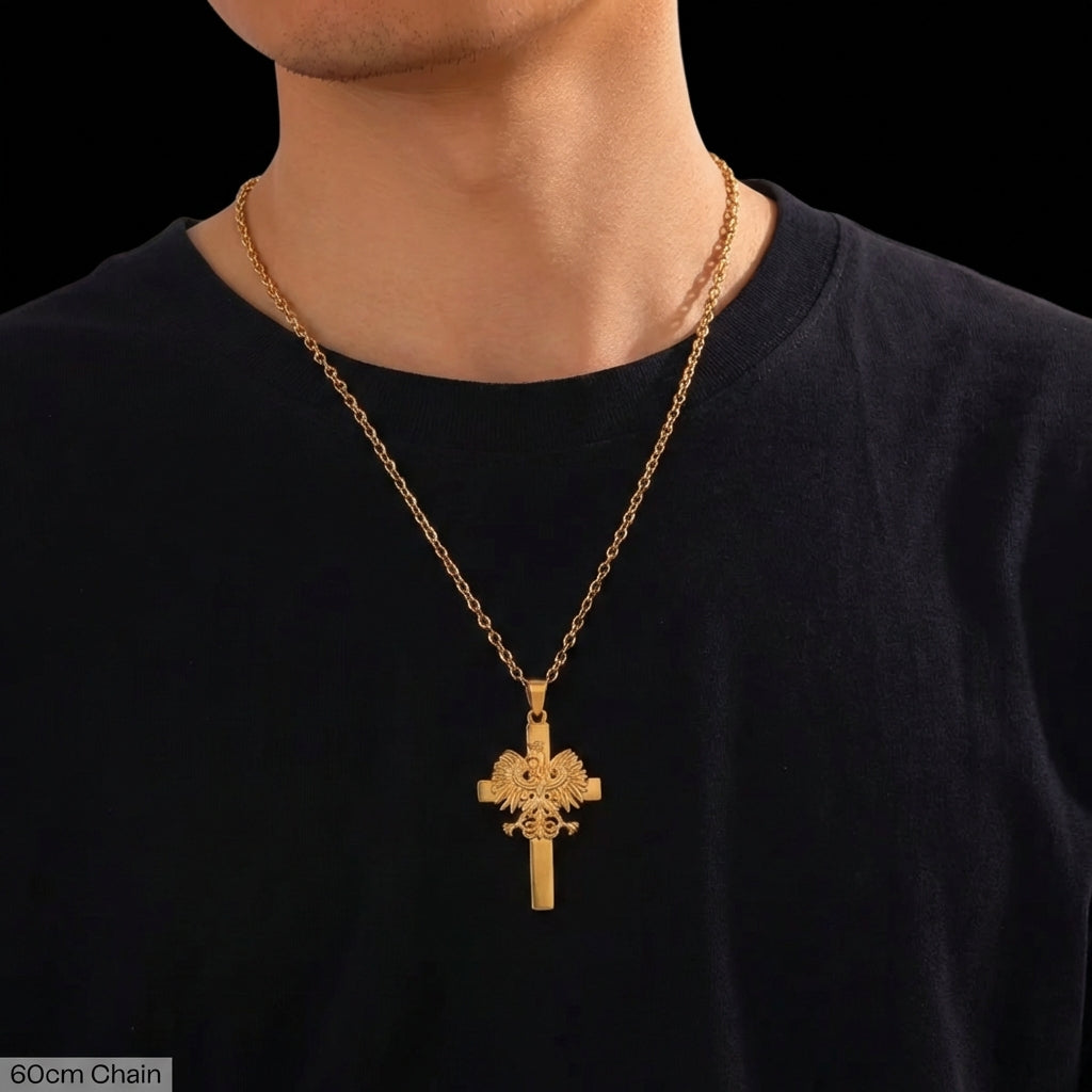 PLNDSKI Cross Eagle Necklace - Gold