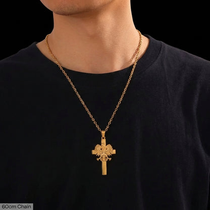 PLNDSKI Cross Eagle Necklace - Gold