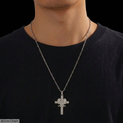 PLNDSKI Iced Cross Eagle Necklace - Silver