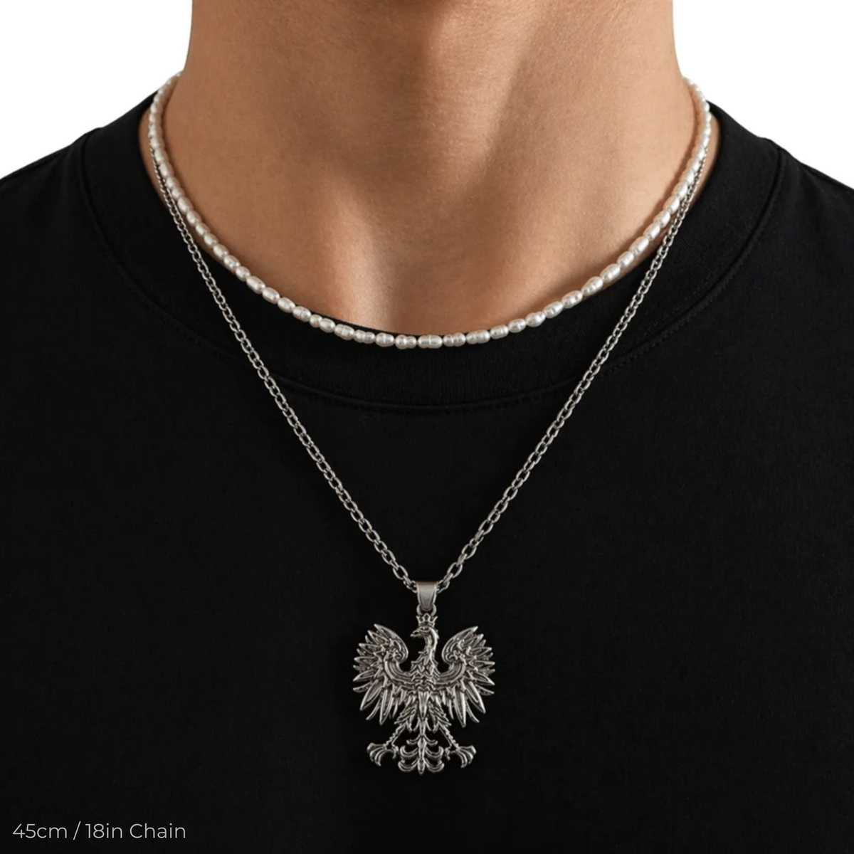 Poland Eagle Pendant Necklace - Silver