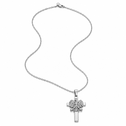 Poland Cross Eagle Necklace - Silver