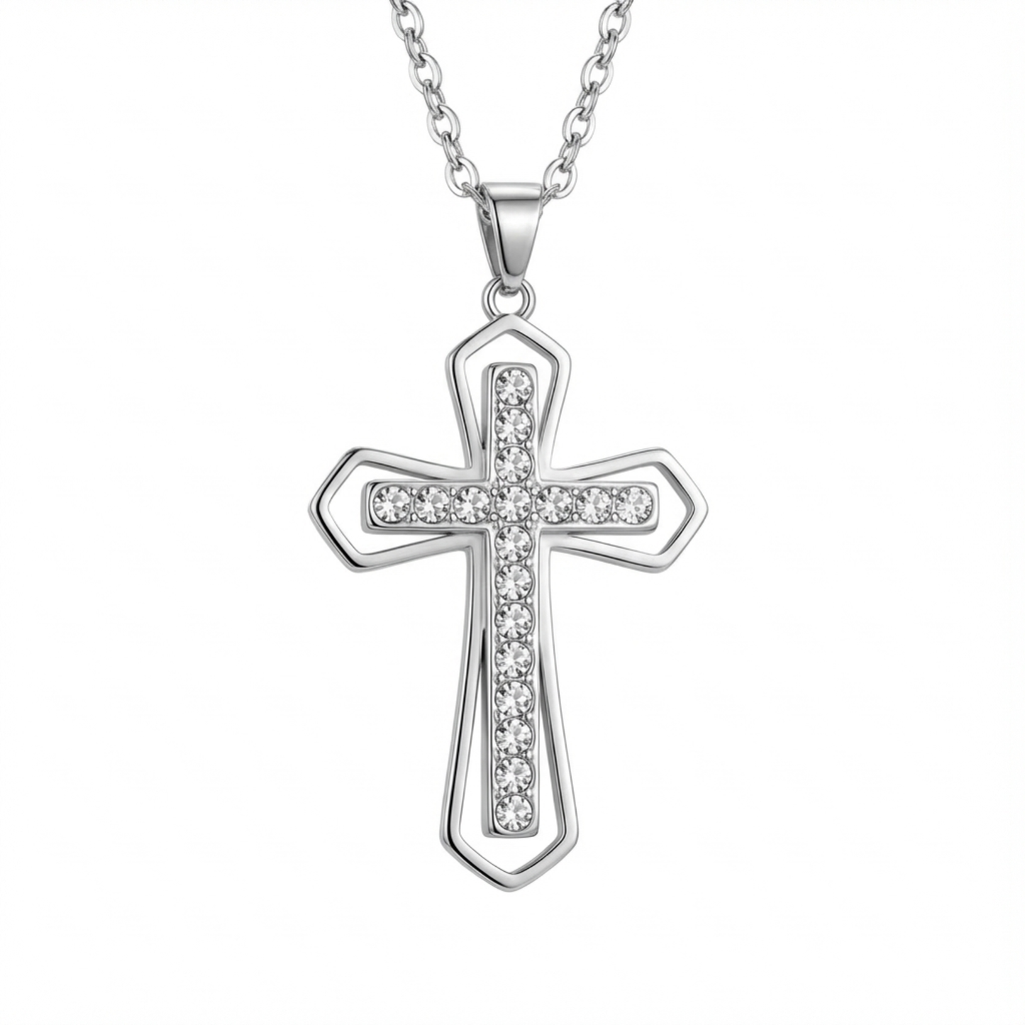 PLNDSKI Cross Gem Necklace - Silver