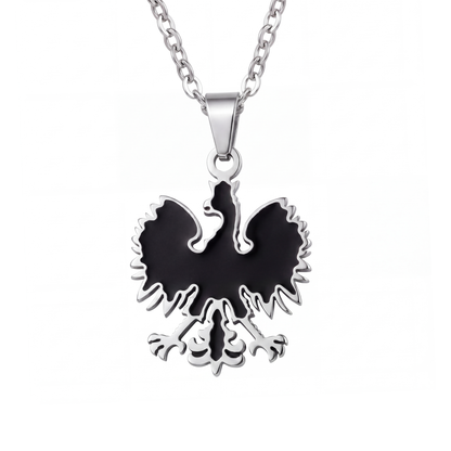 Poland Quartz Eagle Pendant Necklace - Silver/Black