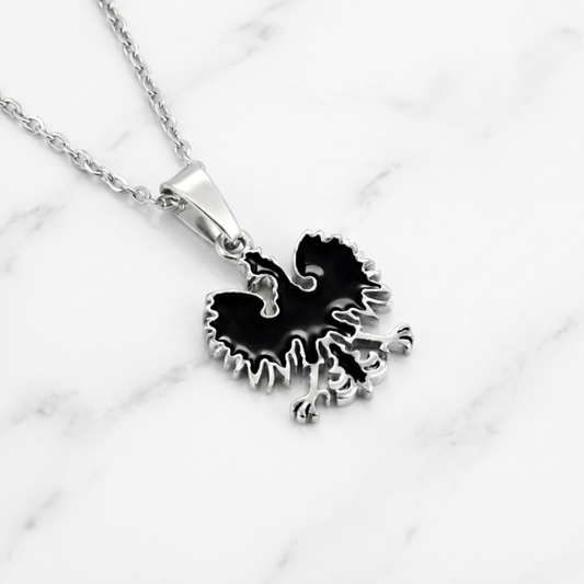 Poland Quartz Eagle Pendant Necklace - Silver/Black