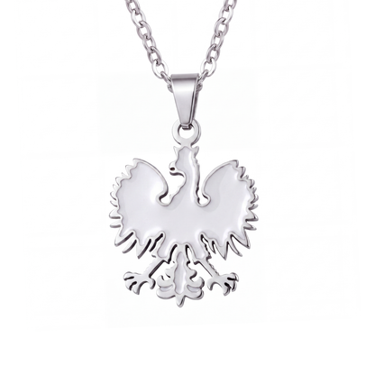 Poland Quartz Eagle Pendant Necklace - Silver/White