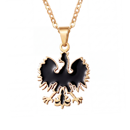 Poland Quartz Eagle Pendant Necklace - Gold/Black