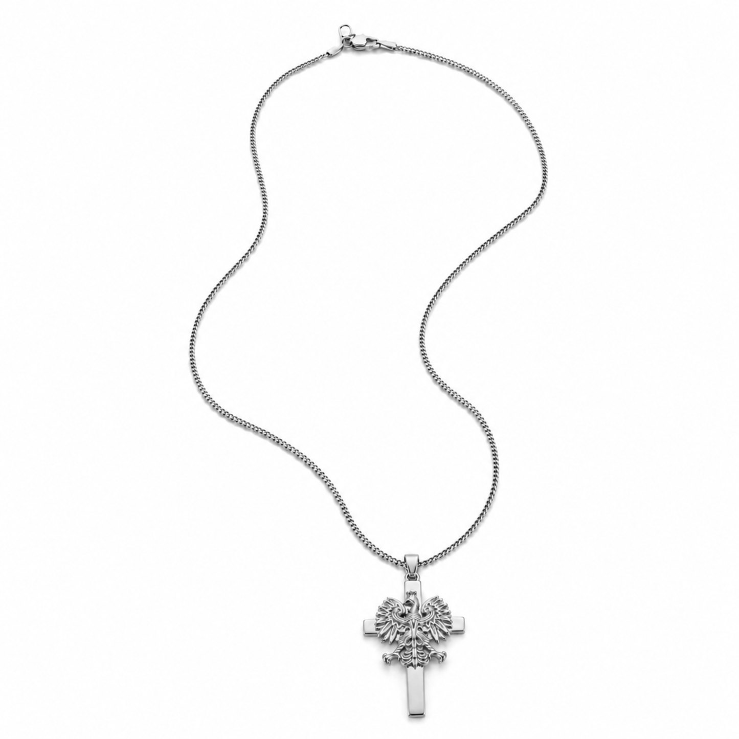 Poland Cross Eagle Necklace - Silver