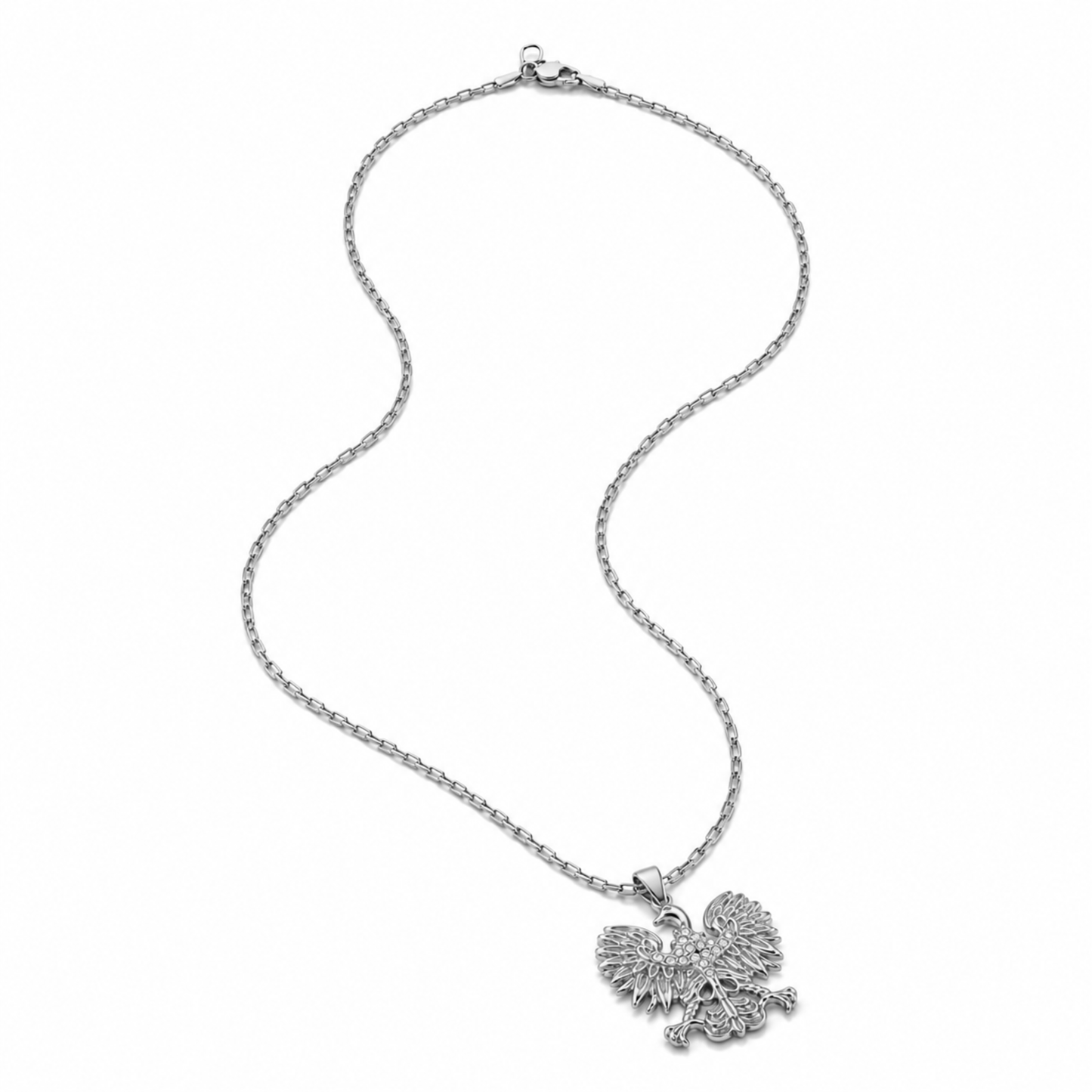 Poland Iced Eagle Pendant Necklace v2.0 - Silver