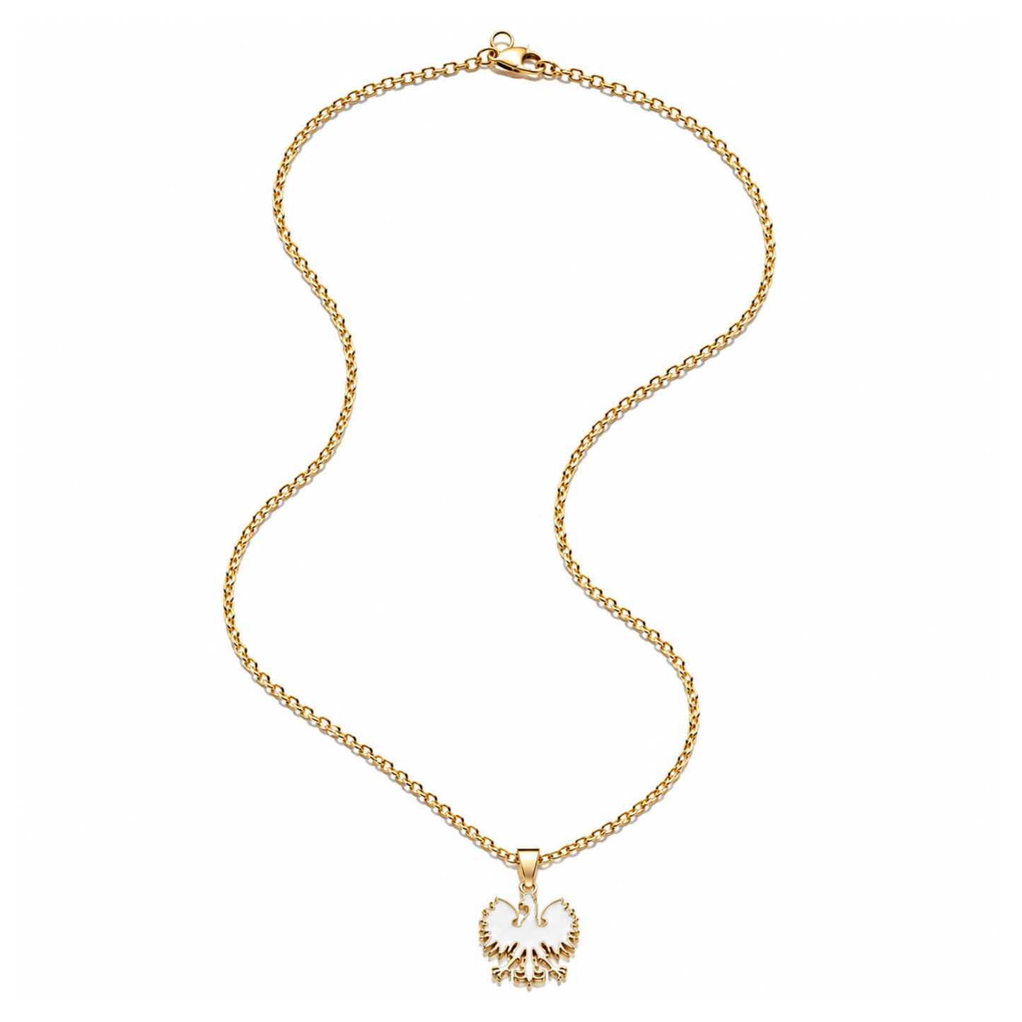 Poland Quartz Eagle Pendant Necklace - Gold/White