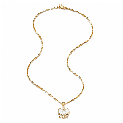 Poland Quartz Eagle Pendant Necklace - Gold/White