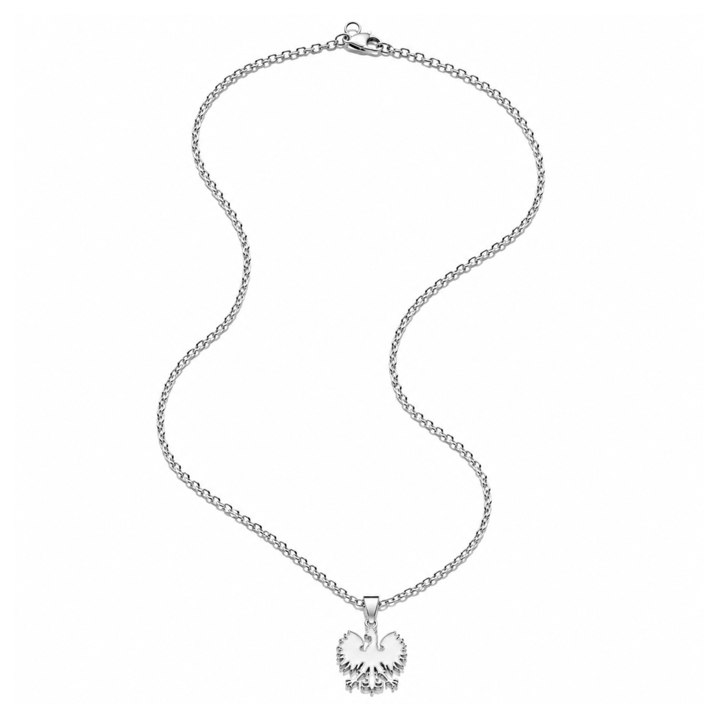 Poland Quartz Eagle Pendant Necklace - Silver/White