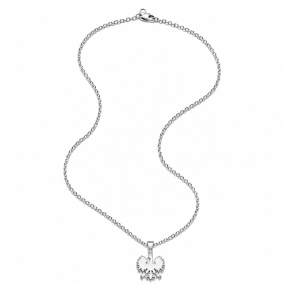 Poland Quartz Eagle Pendant Necklace - Silver/White