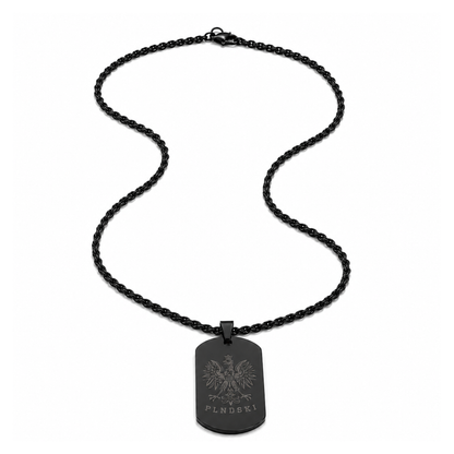 Poland Eagle Engraved Necklace - Black