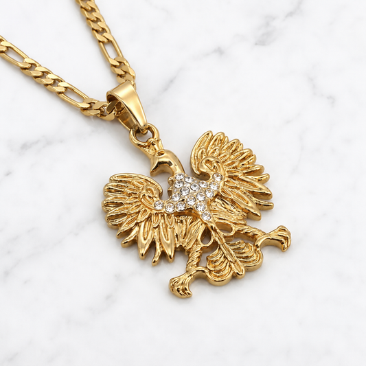 Poland Iced Eagle Pendant Necklace v2.0 - Gold