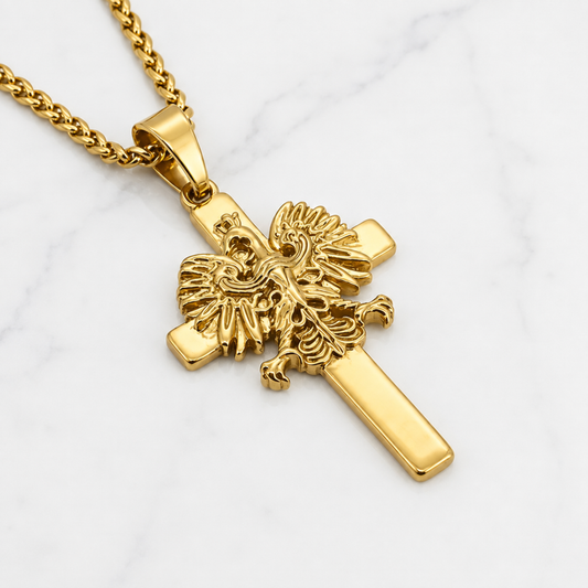 Poland Cross Eagle Necklace - Gold