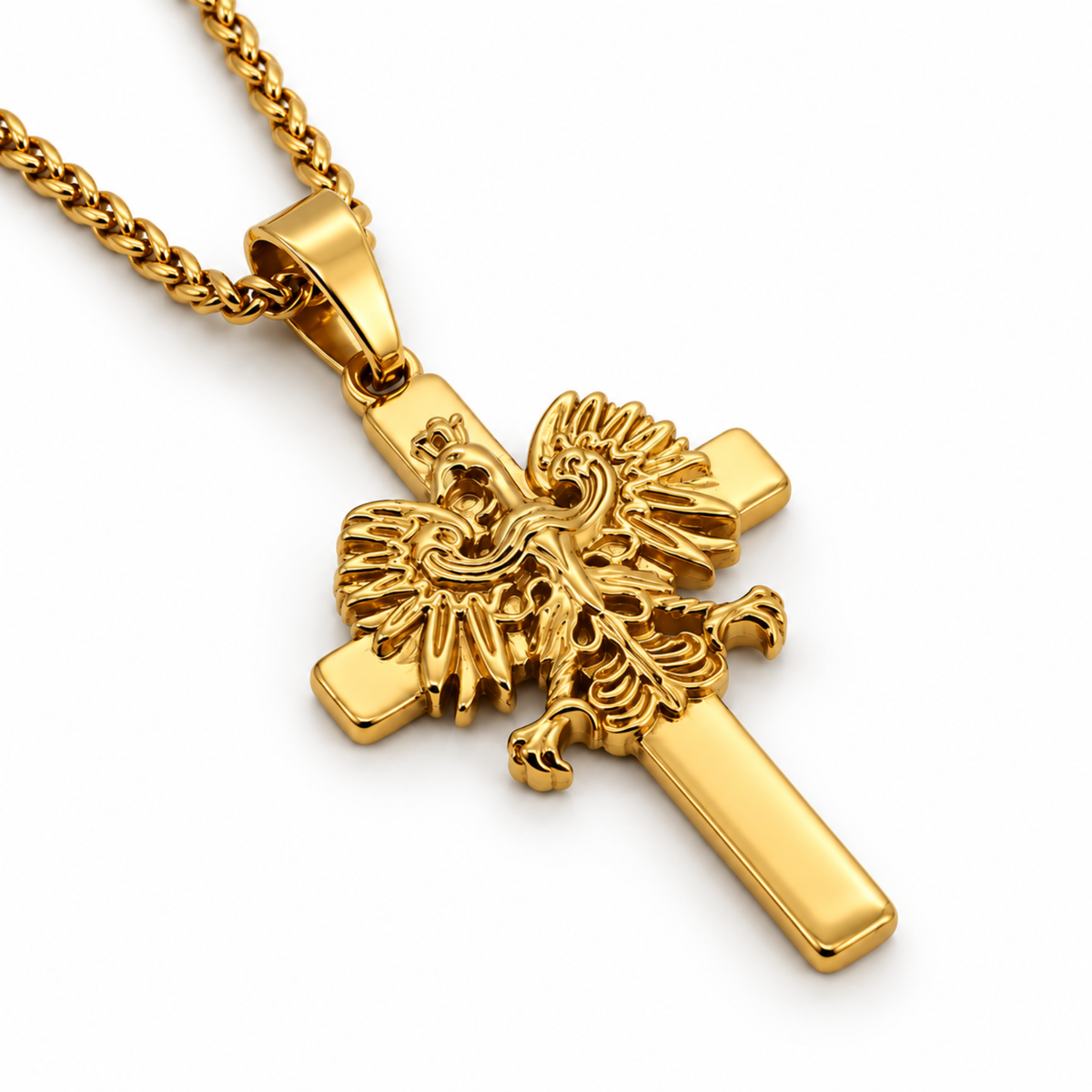 Poland Cross Eagle Necklace - Gold