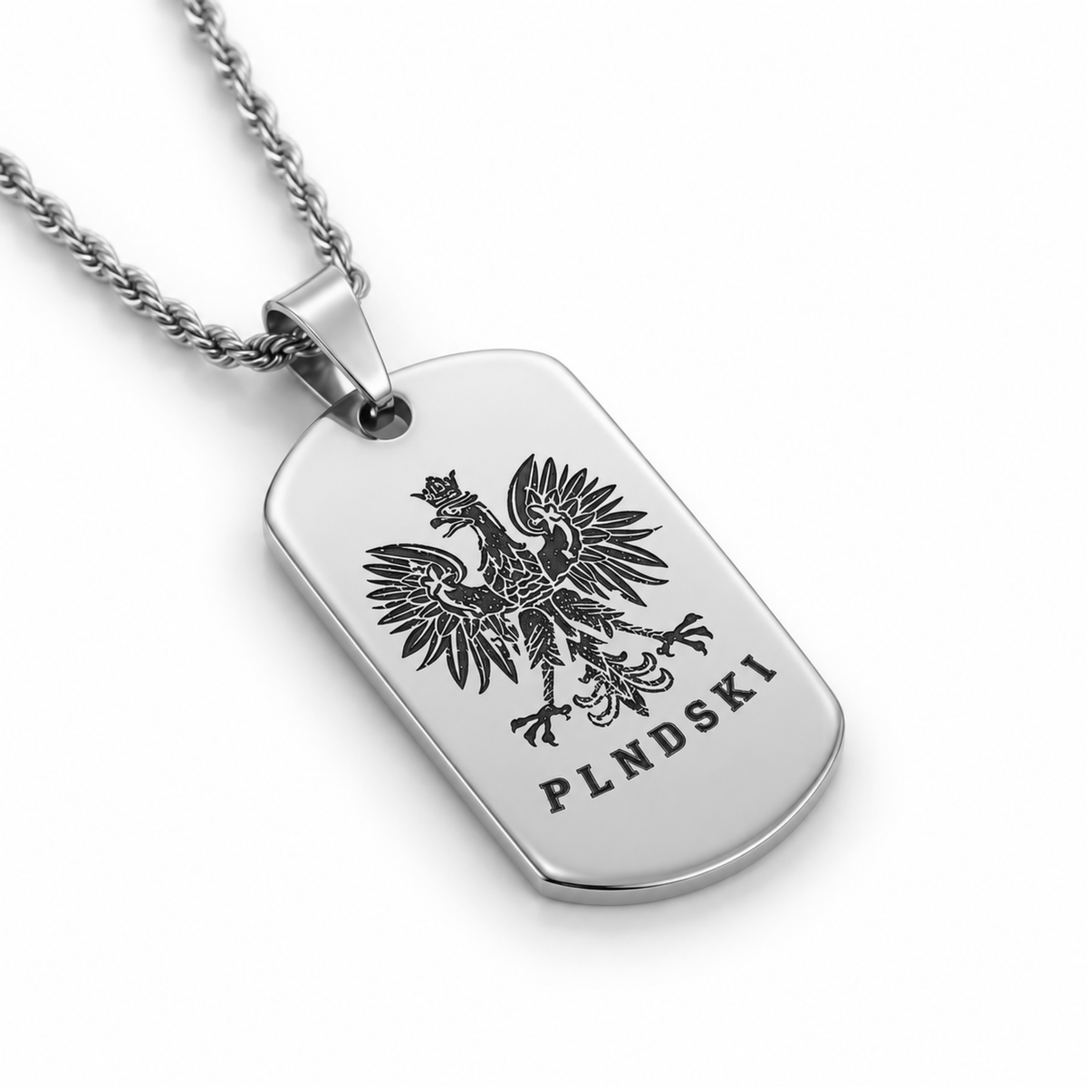 Poland Eagle Engraved Necklace - Silver