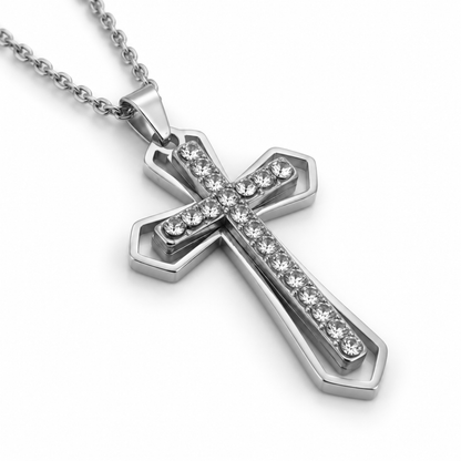 PLNDSKI Cross Gem Necklace - Silver