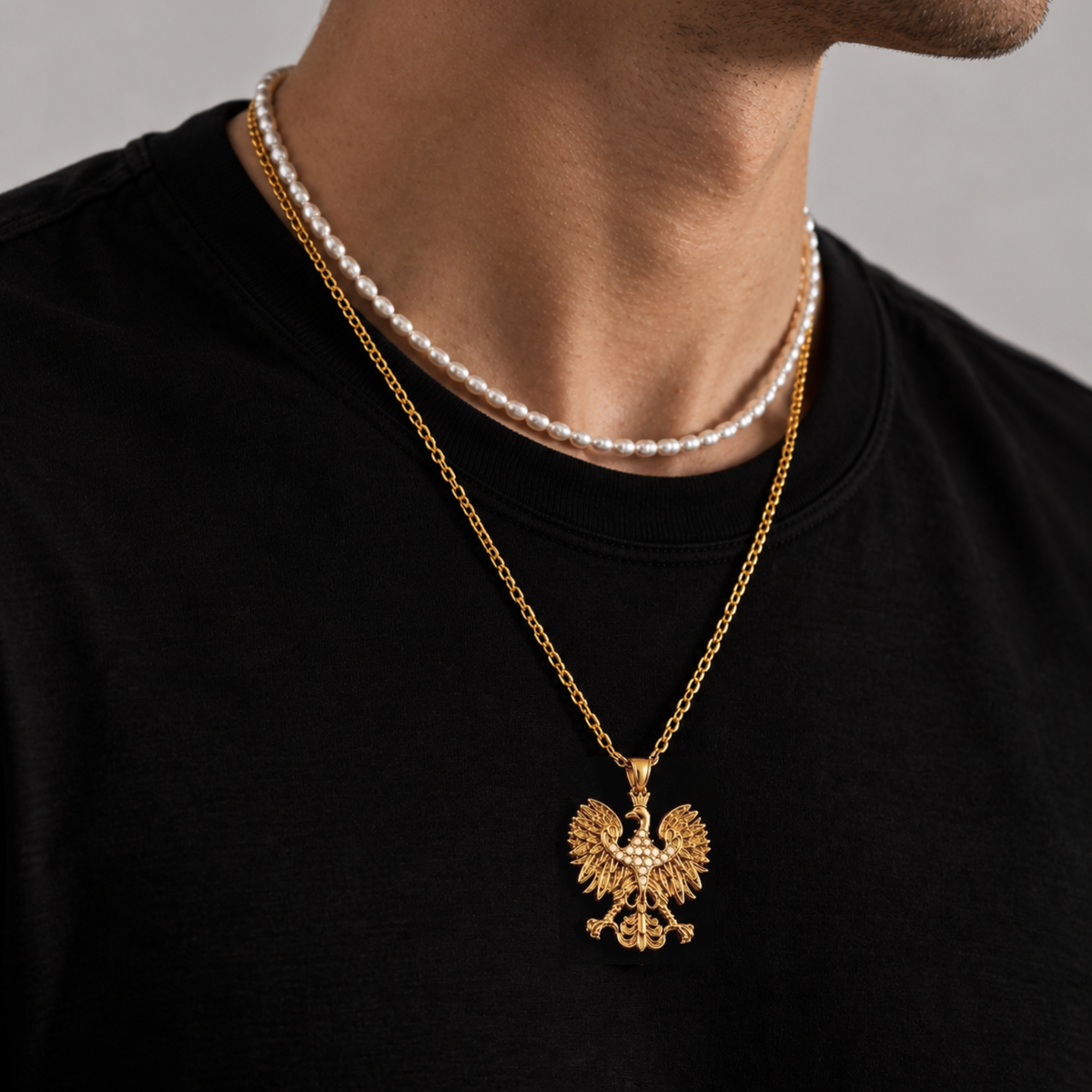 Poland Iced Eagle Pendant Necklace v2.0 - Gold
