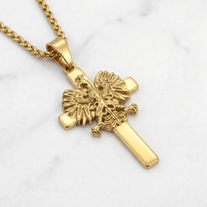 Poland Cross Eagle Necklace - Gold